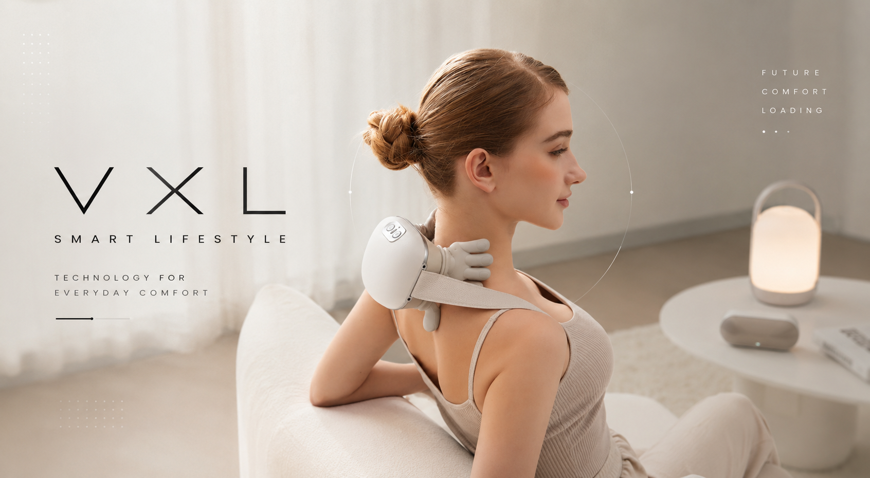 VXL lifestyle banner featuring smart wellness technology and modern living